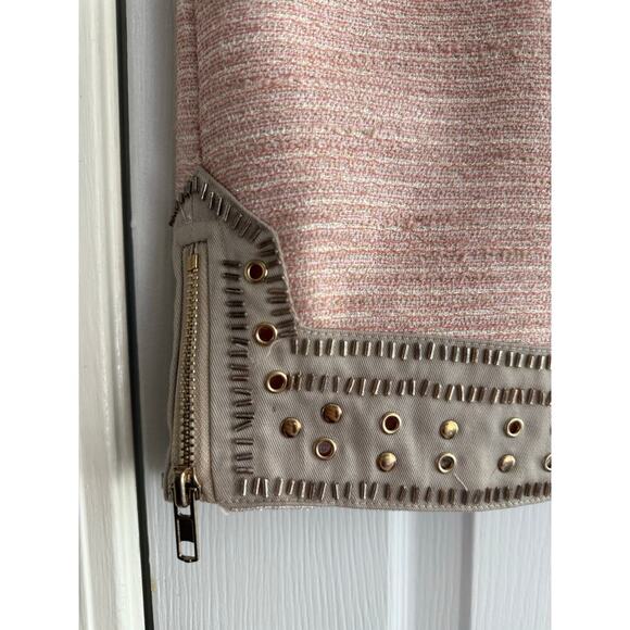 English Rose Women’s Blush Pink Tweed Skirt Studded Hem size Small - Picture 3 of 8